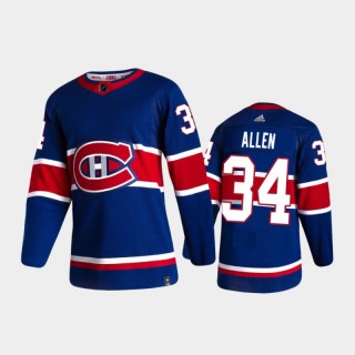 Men's Montreal Canadiens Jake Allen #34 Reverse Retro 2020-21 Blue Authentic Jersey
