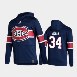 Men's Montreal Canadiens Jake Allen #34 Authentic Pullover Special Edition 2021 Reverse Retro Navy Hoodie
