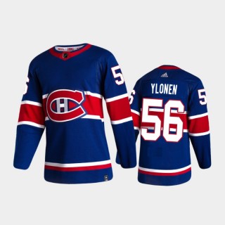 Men's Montreal Canadiens Jesse Ylonen #56 Reverse Retro 2021 Blue Authentic Jersey