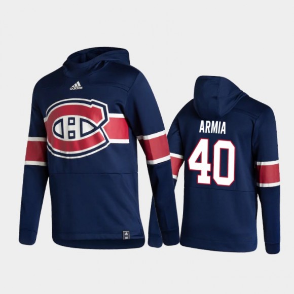 Men's Montreal Canadiens Joel Armia #40 Authentic Pullover Special Edition 2021 Reverse Retro Navy Hoodie