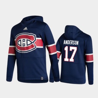 Men's Montreal Canadiens Josh Anderson #17 Authentic Pullover Special Edition 2021 Reverse Retro Navy Hoodie