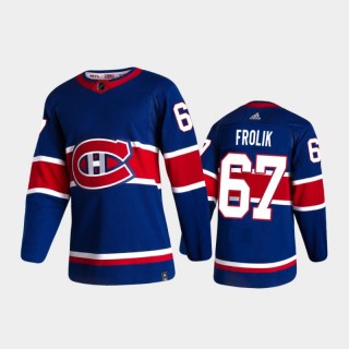 Men's Montreal Canadiens Michael Frolik #67 Reverse Retro 2020-21 Royal Special Edition Authentic Pro Jersey