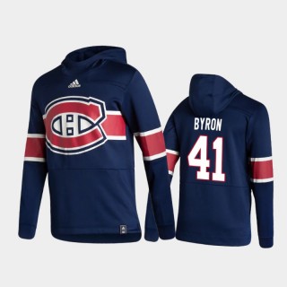 Men's Montreal Canadiens Paul Byron #41 Authentic Pullover Special Edition 2021 Reverse Retro Navy Hoodie