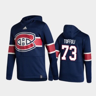 Men's Montreal Canadiens Tyler Toffoli #73 Authentic Pullover Special Edition 2021 Reverse Retro Navy Hoodie