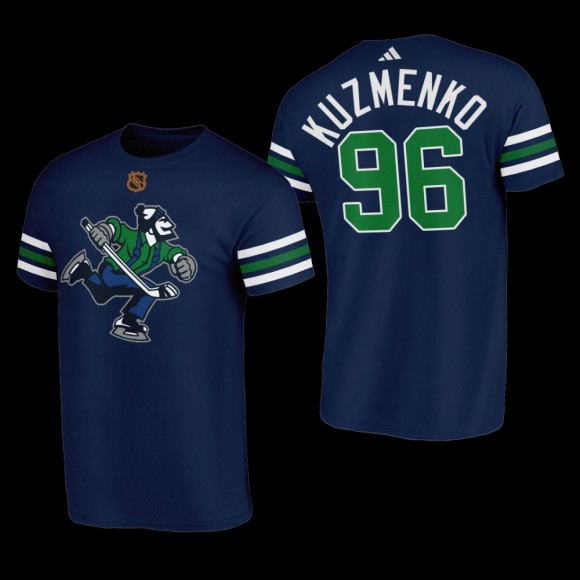Andrei Kuzmenko #96 Vancouver Canucks Reverse Retro Johnny Canuck Navy Men T-Shirt