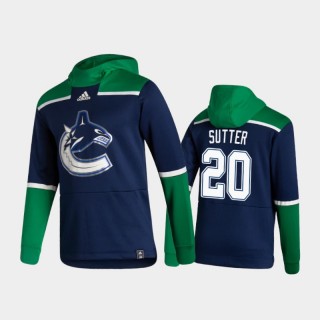 Men's Vancouver Canucks Brandon Sutter #20 Authentic Pullover Special Edition 2021 Reverse Retro Navy Hoodie