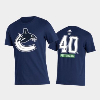 Canucks Elias Pettersson #40 2021 Reverse Retro Special Edition Name & Number Blue T-Shirt