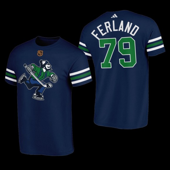 Micheal Ferland #79 Vancouver Canucks Reverse Retro Johnny Canuck Navy Men T-Shirt