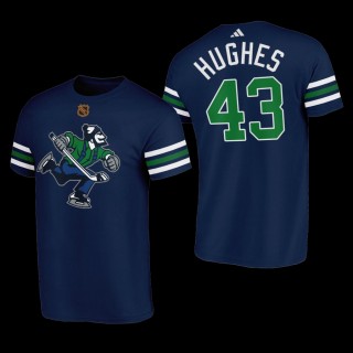 Quinn Hughes #43 Vancouver Canucks Reverse Retro Johnny Canuck Navy Men T-Shirt