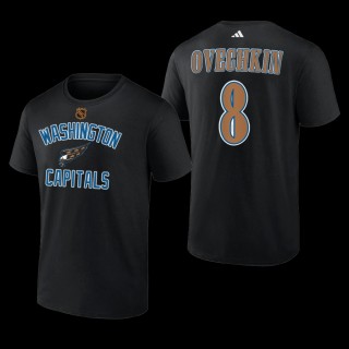 Alexander Ovechkin #8 Washington Capitals Reverse Retro 2.0 Wheelhouse Black Men T-Shirt