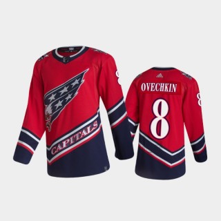 Men's Washington Capitals Alexander Ovechkin #8 Reverse Retro 2021 Red Authentic Jersey