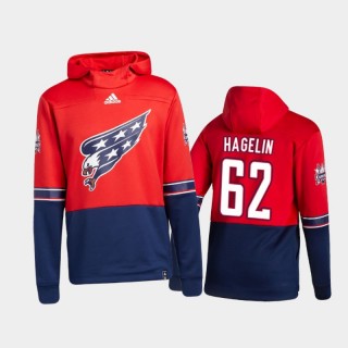 Men's Washington Capitals Carl Hagelin #62 Authentic Pullover Special Edition 2021 Reverse Retro Red Hoodie