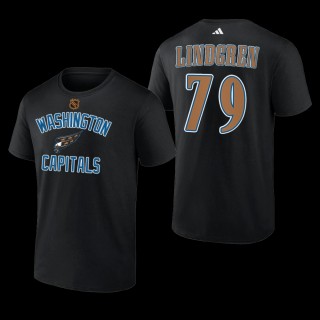 Charlie Lindgren #79 Washington Capitals Reverse Retro 2.0 Wheelhouse Black Men T-Shirt