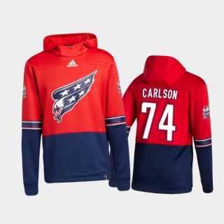 Men's Washington Capitals John Carlson #74 Authentic Pullover Special Edition 2021 Reverse Retro Red Hoodie