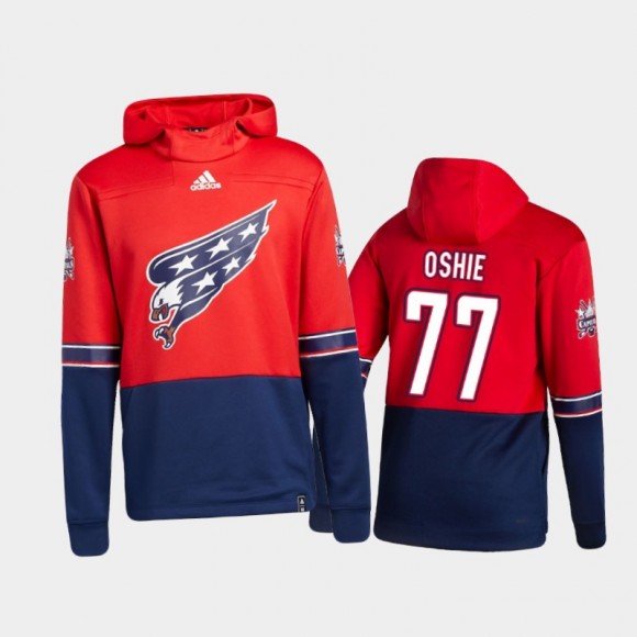 Men's Washington Capitals T.J. Oshie #77 Authentic Pullover Special Edition 2021 Reverse Retro Red Hoodie