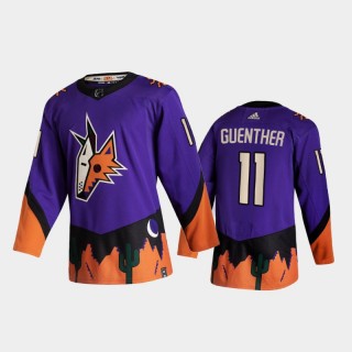 Men Arizona Coyotes Dylan Guenther #11 2021 Reverse Retro Purple 2021 NHL Draft Jersey