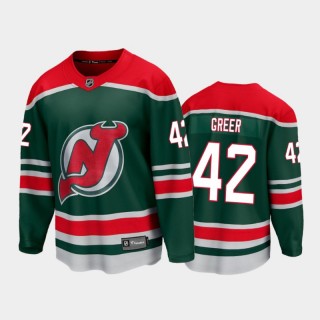 Men's New Jersey Devils A.J. Greer #42 Reverse Retro Green 2021 Jersey