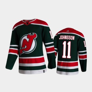 Men's New Jersey Devils Andreas Johnsson #11 Reverse Retro 2020-21 Green Authentic Jersey