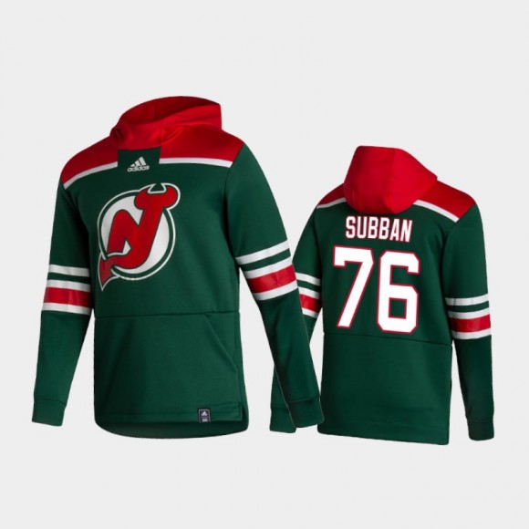 Men's New Jersey Devils P.K. Subban #76 Authentic Pullover Special Edition 2021 Reverse Retro Green Hoodie