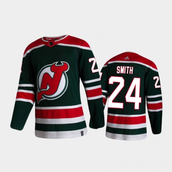 Men's New Jersey Devils Ty Smith #24 Reverse Retro 2020-21 Green Special Edition Authentic Jersey
