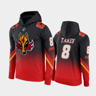 Men Christopher tanev #8 Calgary Flames Gradient Pullover Red Black 2021 Reverse Retro Hoodie