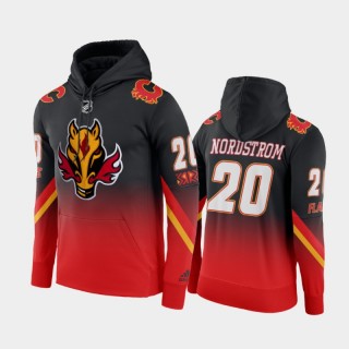 Men Joakim Nordstrom #20 Calgary Flames Gradient Pullover Red Black 2021 Reverse Retro Hoodie
