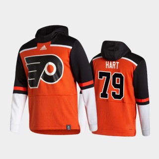 Men's Philadelphia Flyers Carter Hart #79 Authentic Pullover Special Edition 2021 Reverse Retro Orange Hoodie