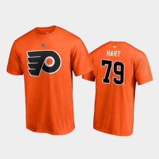 Men's Philadelphia Flyers Carter Hart #79 Special Edition Authentic Stack 2021 Reverse Retro Orange T-Shirt