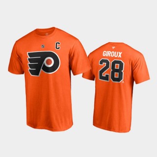 Men's Philadelphia Flyers Claude Giroux #28 Special Edition Authentic Stack 2021 Reverse Retro Orange T-Shirt