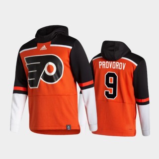 Men's Philadelphia Flyers Ivan Provorov #9 Authentic Pullover Special Edition 2021 Reverse Retro Orange Hoodie