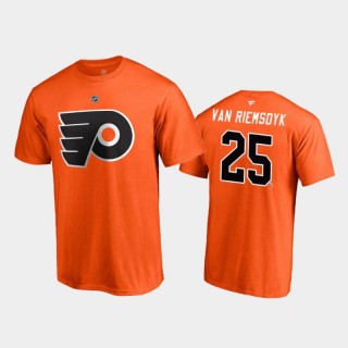 Men's Philadelphia Flyers James van Riemsdyk #25 Special Edition Authentic Stack 2021 Reverse Retro Orange T-Shirt