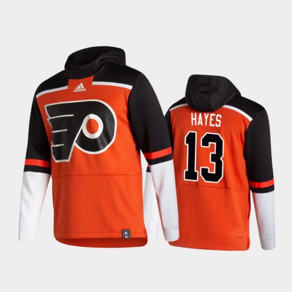 Men's Philadelphia Flyers Kevin Hayes #13 Authentic Pullover Special Edition 2021 Reverse Retro Orange Hoodie