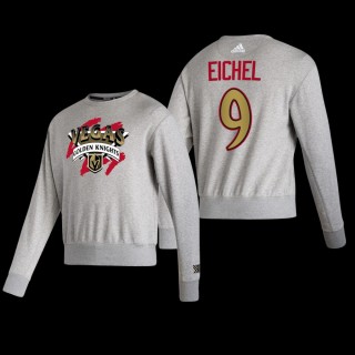 Jack Eichel Vegas Golden Knights #9 Reverse Retro 2.0 Vintage Pullover Gray Sweatshirt