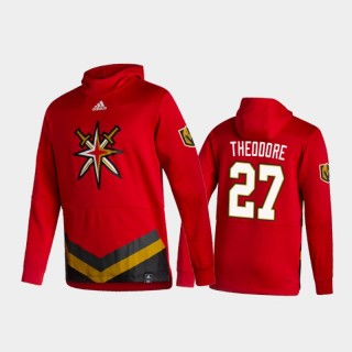 Men's Vegas Golden Knights Shea Theodore #27 Authentic Pullover Special Edition 2021 Reverse Retro Red Hoodie