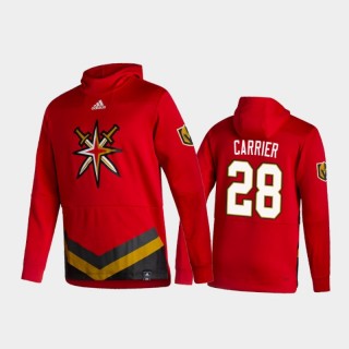 Men's Vegas Golden Knights William Carrier #28 Authentic Pullover Special Edition 2021 Reverse Retro Red Hoodie