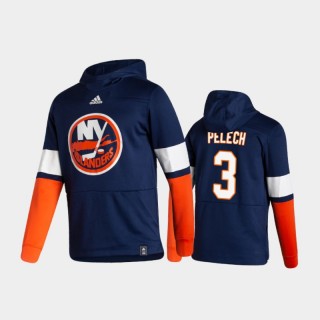 Men's New York Islanders Adam Pelech #3 Authentic Pullover Special Edition 2021 Reverse Retro Navy Hoodie