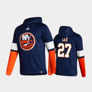 Men's New York Islanders Anders Lee #27 Authentic Pullover Special Edition 2021 Reverse Retro Navy Hoodie