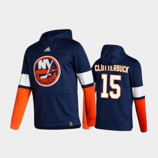 Men's New York Islanders Cal Clutterbuck #15 Authentic Pullover Special Edition 2021 Reverse Retro Navy Hoodie