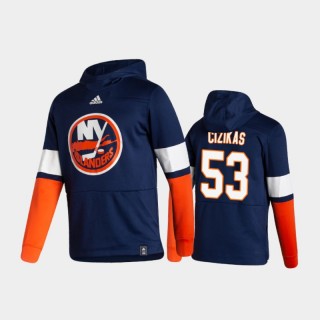 Men's New York Islanders Casey Cizikas #53 Authentic Pullover Special Edition 2021 Reverse Retro Navy Hoodie