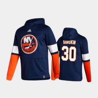 Men's New York Islanders Ilya Sorokin #30 Authentic Pullover Special Edition 2021 Reverse Retro Blue Hoodie