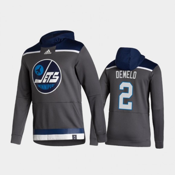Men's Winnipeg Jets Dylan DeMelo #2 Authentic Pullover Special Edition 2021 Reverse Retro Gray Hoodie