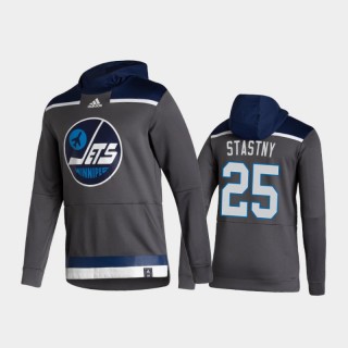 Men's Winnipeg Jets Paul Stastny #25 Authentic Pullover Special Edition 2021 Reverse Retro Gray Hoodie
