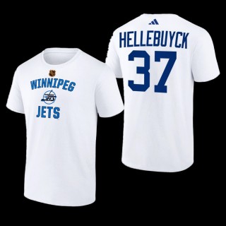 Winnipeg Jets Connor Hellebuyck Reverse Retro 2.0 White #37 Wheelhouse T-Shirt
