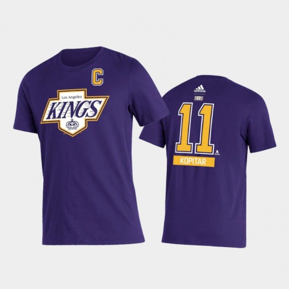 Kings Anze Kopitar #11 2021 Reverse Retro Special Edition Name & Number Purple T-Shirt