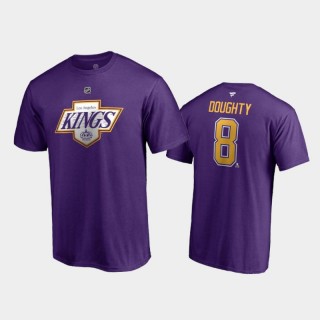 Men's Los Angeles Kings Drew Doughty #8 Special Edition Authentic Stack 2021 Reverse Retro Purple T-Shirt