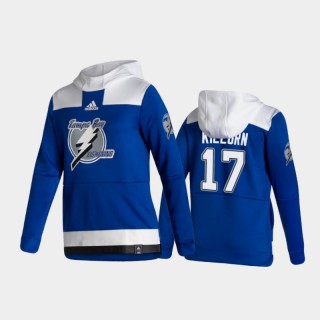 Men's Tampa Bay Lightning Alex Killorn #17 Authentic Pullover Special Edition 2021 Reverse Retro Blue Hoodie