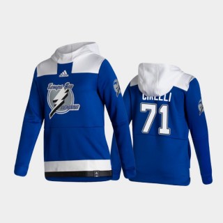 Men's Tampa Bay Lightning Anthony Cirelli #71 Authentic Pullover Special Edition 2021 Reverse Retro Blue Hoodie