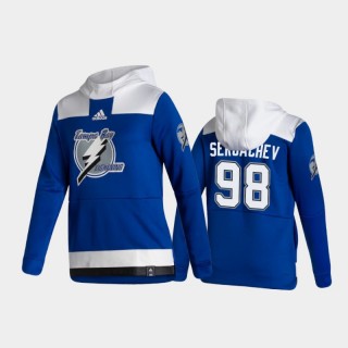 Men's Tampa Bay Lightning Mikhail Sergachev #98 Authentic Pullover Special Edition 2021 Reverse Retro Blue Hoodie