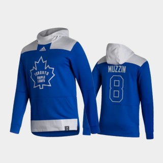 Men's Toronto Maple Leafs Jake Muzzin #8 Authentic Pullover Special Edition 2021 Reverse Retro Blue Hoodie
