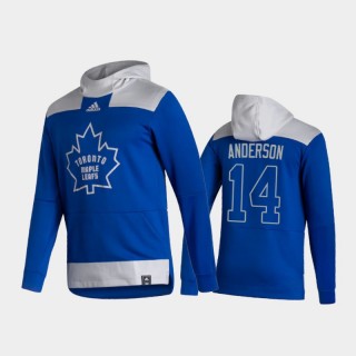 Men's Toronto Maple Leafs Joey Anderson #14 Authentic Pullover Special Edition 2021 Reverse Retro Blue Hoodie